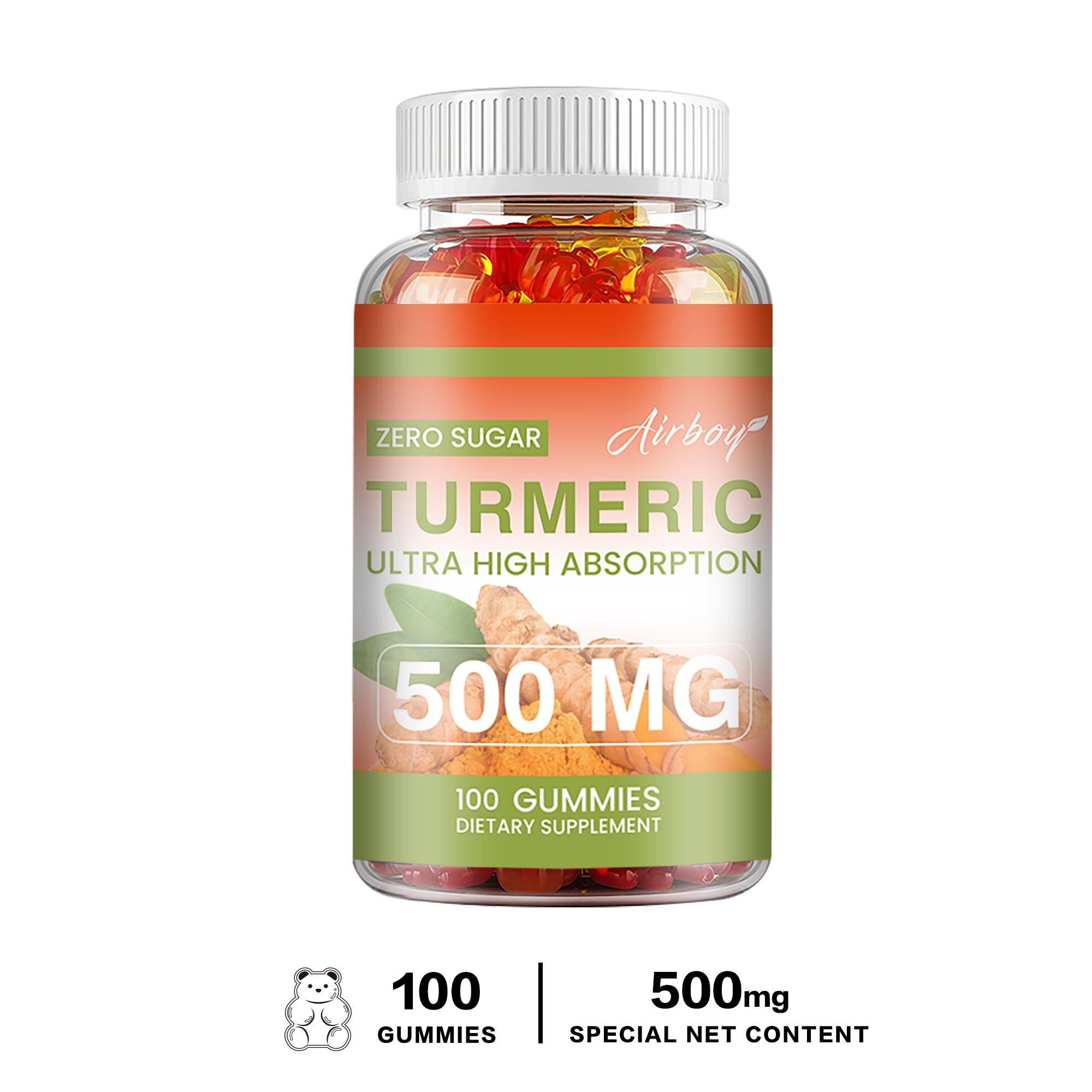 High-purity turmeric gummies, 500 mg per serving, turmeric extract, suitable for both men and women. 100*1