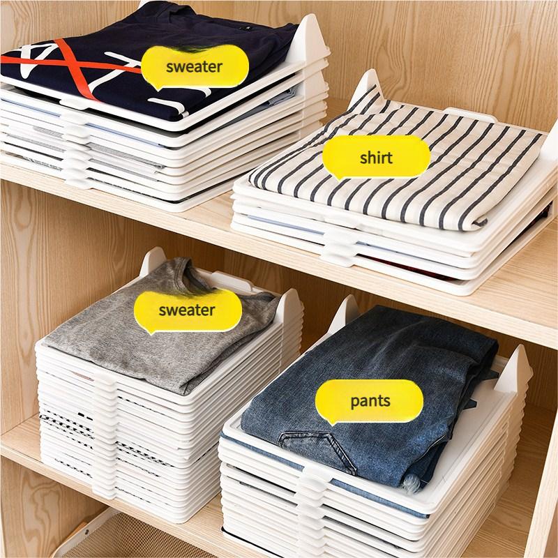 3Pcs Layered Folding Clothes Storage Board Pants T-Shirt Organizer Rack for Home Wardrobe Short Sleeve Classification Stacking Board
