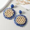 Raffia Sunflower Earrings: Simple, Literary, Generously Woven Simulation Studs.