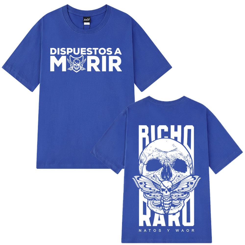 2025 Summer Rapper NATOS WAOR Bicho Raro Negra Skeleton Gothic Hiphop Men Women 100 Pure Cotton Printed Leisure Tshirt Y2k