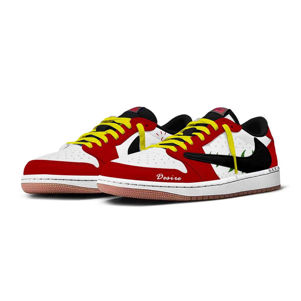 Travis Scott X Jordan Air Jordan 1 Vintage Basketballschuhe Damen Low-Top Gelb Grün DZ4137-700(Team1868- )