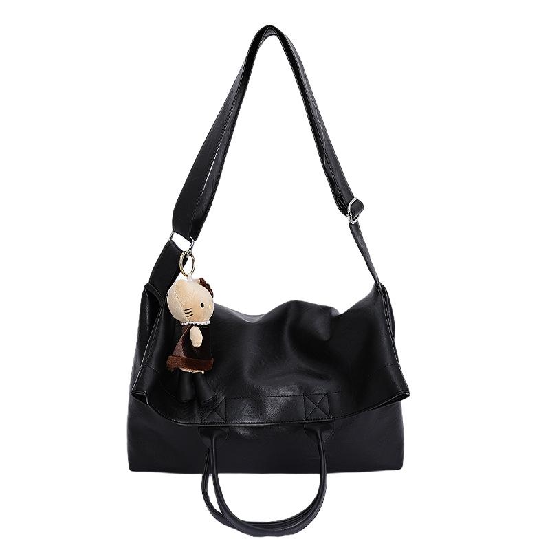 

Ретро сумка женская сумка-тоут большой вместимости осень и зима можно носить через плечо новая повседневная портативная рабочая сумка для поездок single package чёрный