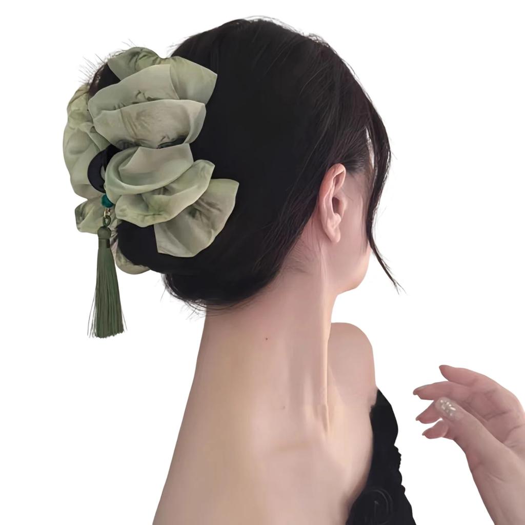 Tassel Cloud Mesh Grab Clip New Chinese-style Fashionable Shark Clip Retro Travel Hairpin Women Cheongsam Dress Hair Accessory