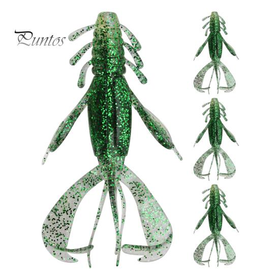 4Pcs 10CM/10G Soft Crayfish Lure with Sequins Realistic PVC Bionic Artificial Shrimp Bait Freshwater Saltwater Bass Trout Fishing Accessories