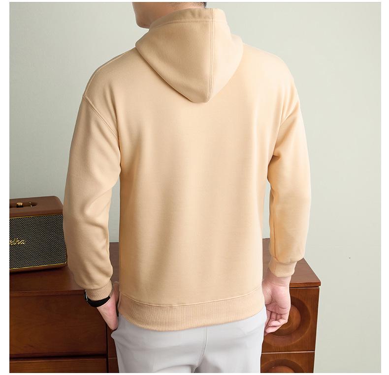 Autumn/Winter Fashion Trend Solid Color Hooded Pullover Sweatshirt with Patch Pocket and Custom Logo.