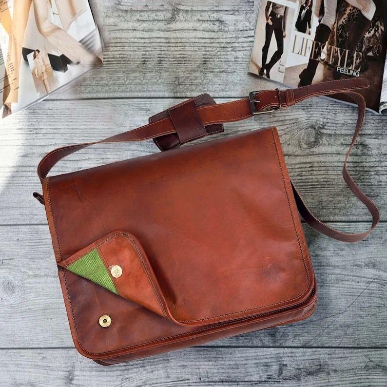 Leather Bag Craft Vintage Men's Briefcase Messenger Laptop Shoulder Genuine New