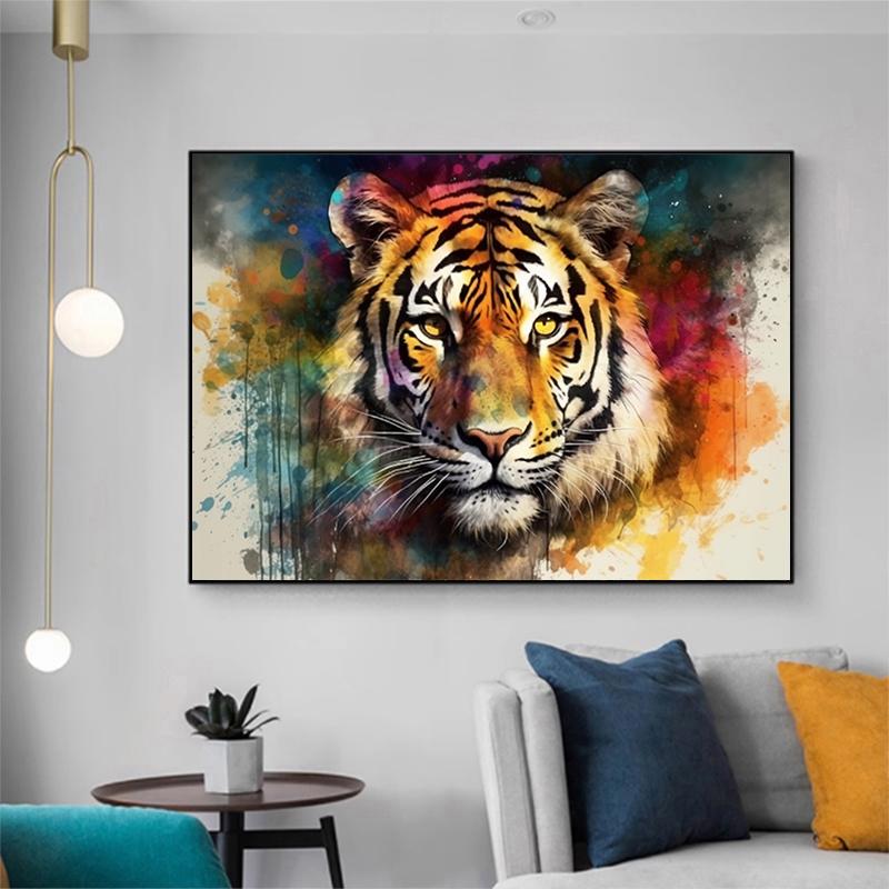 5d DIY Diamond Painting Cross Stitch Watercolor Animal Tiger Diamond Embroidery Mosaic Full Round Drill Home Decor Arts