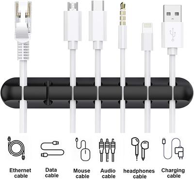 Cable Fixing Clips 3-Pack Cable Management Cable Organiser Clips Silicone Self-adhesive Suitable for Desktop USB Charging Cables