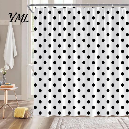 Tende da Bagno Stile Moderno Retrò Tenda Doccia a Pois con Ganci, Tenda da Bagno in Tessuto Impermeabile, Tende Facili da Installare per Decorazione Vasca da Bagno di Casa,