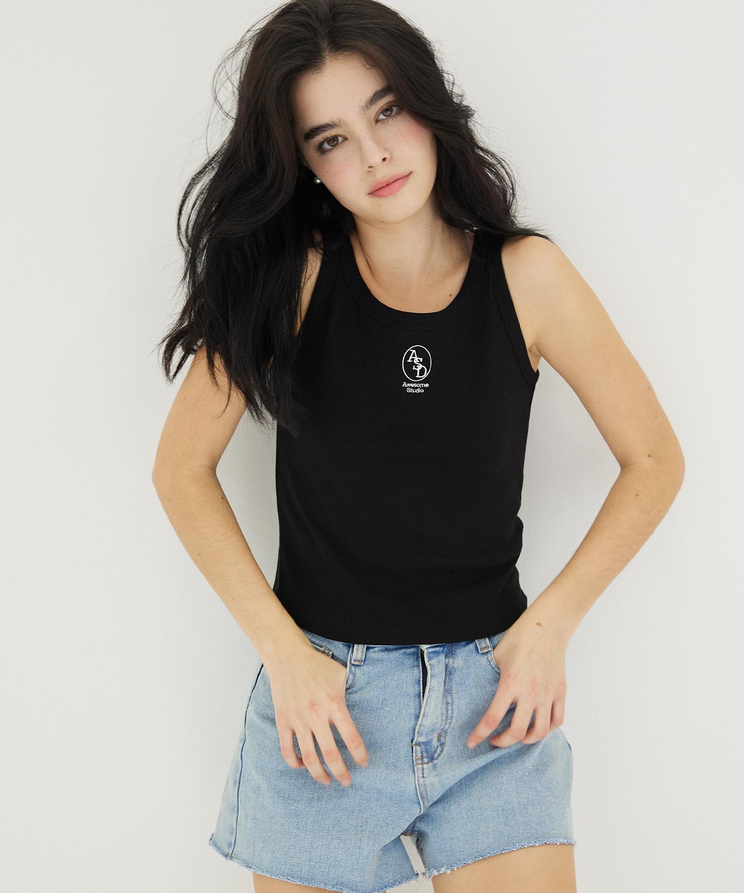 Awesome Studio U-Neck Rib Sleeveless Black Free