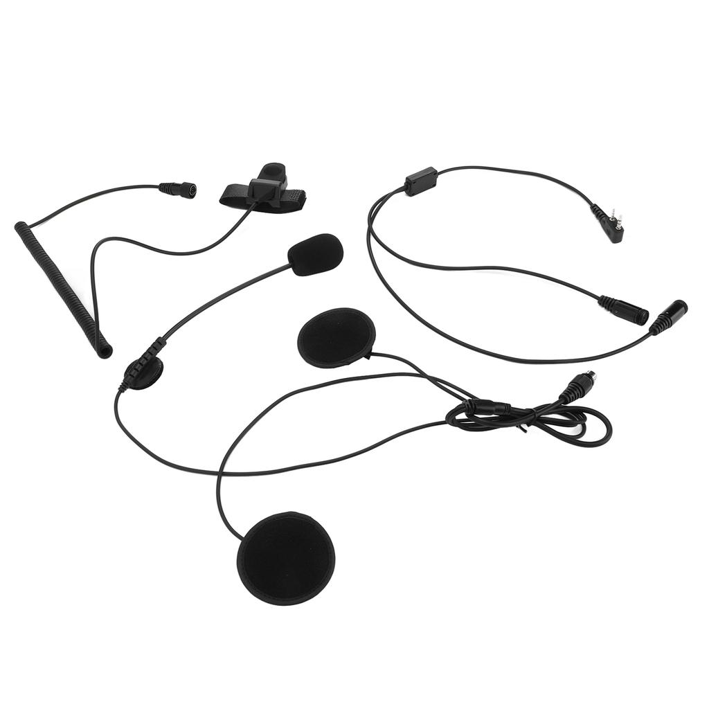 Motorcycle Earpiece Mic 2 Pin PTT Black Bike Helmet Headset Microphone for Kenwood 2 Way Radio
