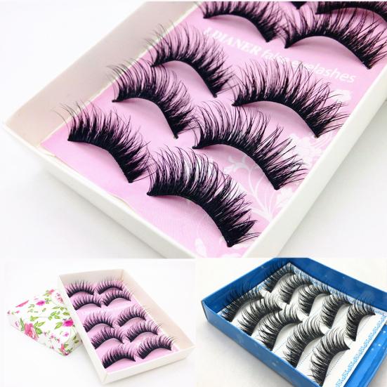 5 Pairs Natural Long Cross Thick Fake Lashes Stage Club False Eyelashes Makeup