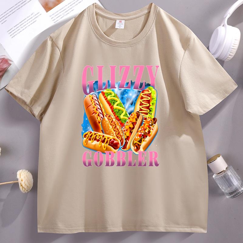 Funny Glizzy Gobbler Meme T Shirt Hilarious Hotdog TShirts Casual Soft Pullover Cotton Tshirt Unisex Unisex Tee Shirt High Quality
