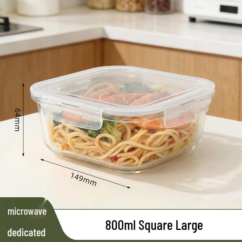 

Ruhan 800mL Rectangular Microwave Glass Lunch Containers with Vent - 3-Pack