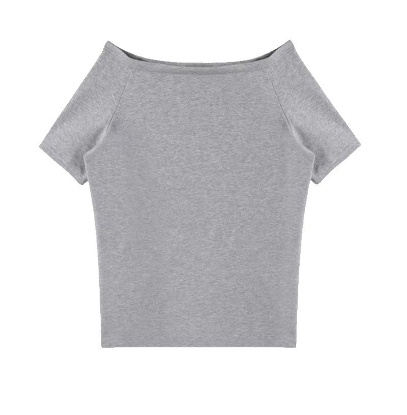 

Футболка с открытыми плечами в непринужденном стиле, топ с коротким рукавом на одно плечо, который открывает плечо и делает вас стройнее XL серый