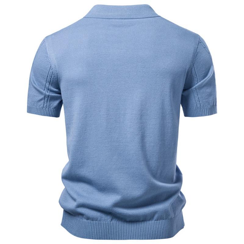 Men's Cable Knit Short Sleeve Polo Shirt