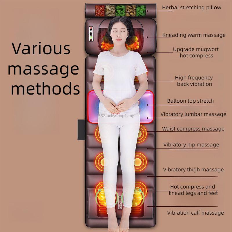 10 Vibration Motors Massage Heating Pad Full Body Massager Cushion Neck Back Waist Legs Compress Kneading Massage Mat