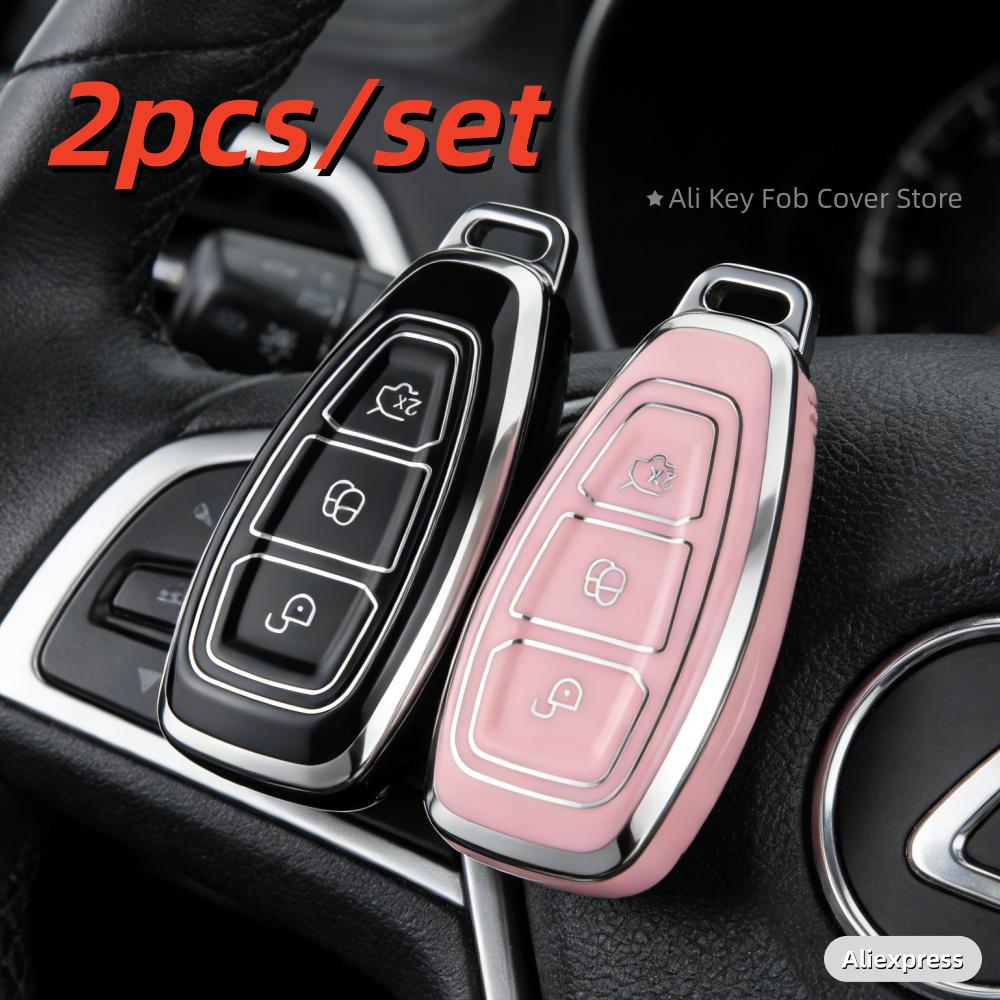 2pcs Car Key Case Covers For Ford Focus 3 4 ST Mondeo MK3 MK4 Fiesta Fusion Kuga 2013 2014 2015 2017