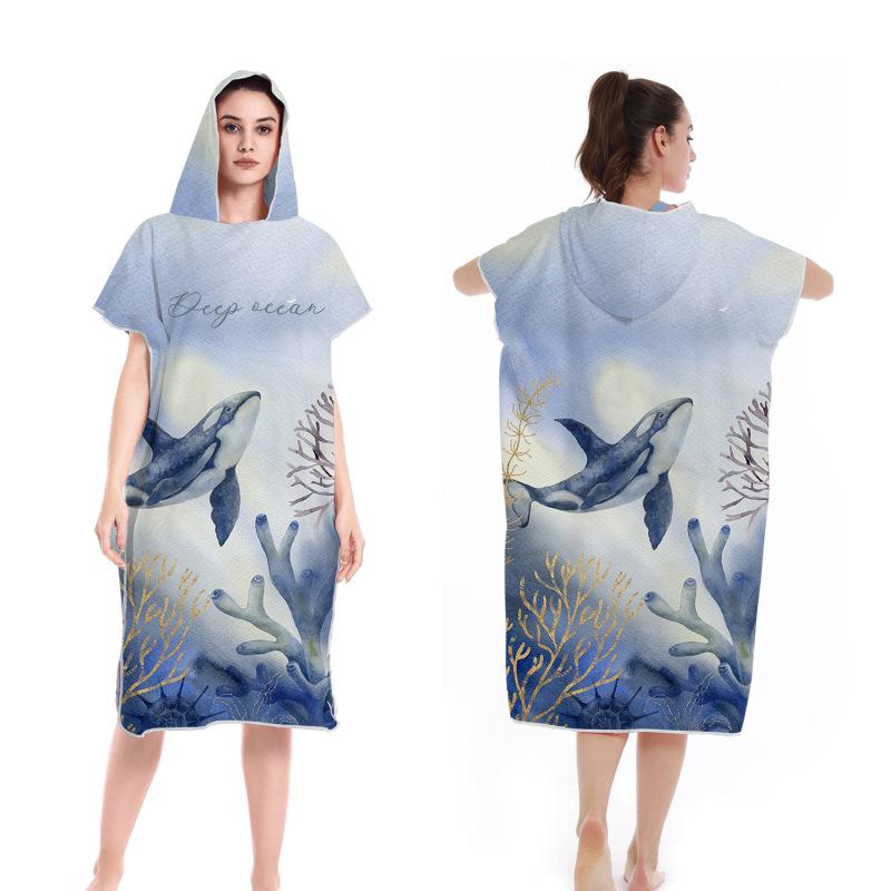 2025 Quick-Dry Hooded Swim Poncho with Zipper - Portable Bathrobe and Beach Towel