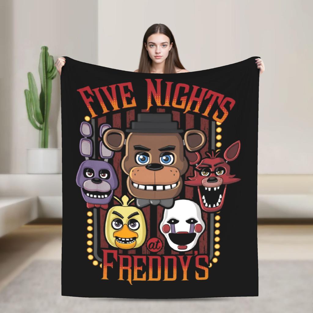 FNAF At Freddys Blanket Fleece Spring Autumn Multi-function Ultra-Soft Throw Blanket for Sofa Travel Bedding Throws