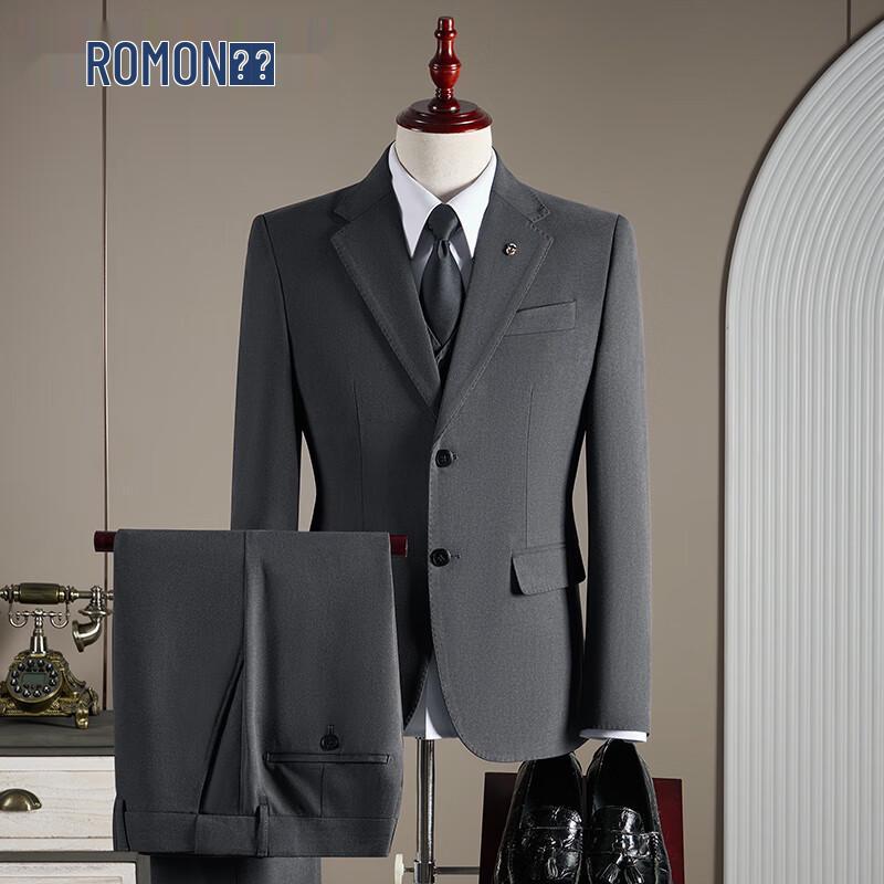 ROMON Men s Slim Fit Wool Blend 3-Piece Suit Set 5XL