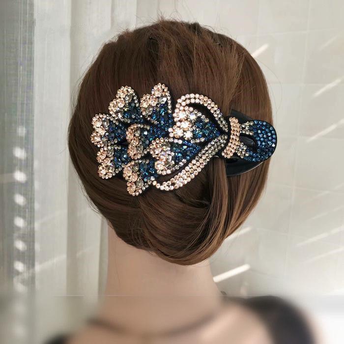 

Korean Rhinestone Banquet Hair Clip - Large Duckbill For Elegant Updos