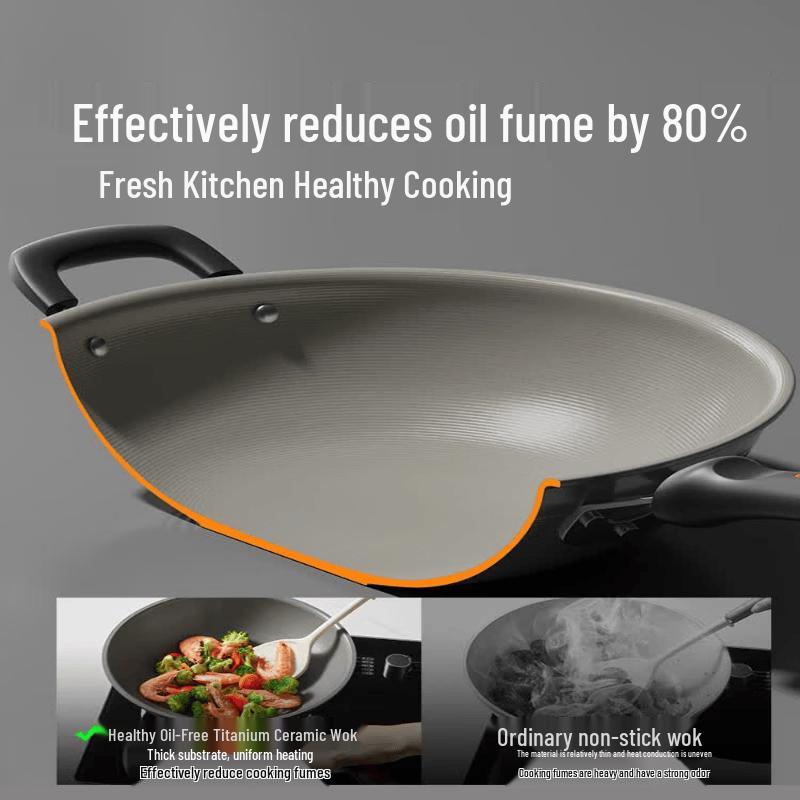 COOKER KING 32cm Titanium Ceramic Smoke-Free Wok