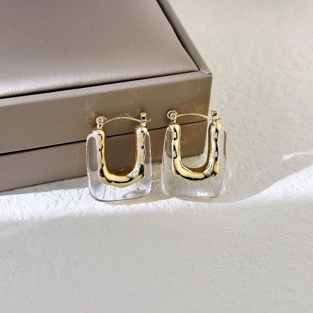 Irregular Shape Resin Earrings Vintage Style Geometric Earrings Ear Buckles  Girls Jewelry