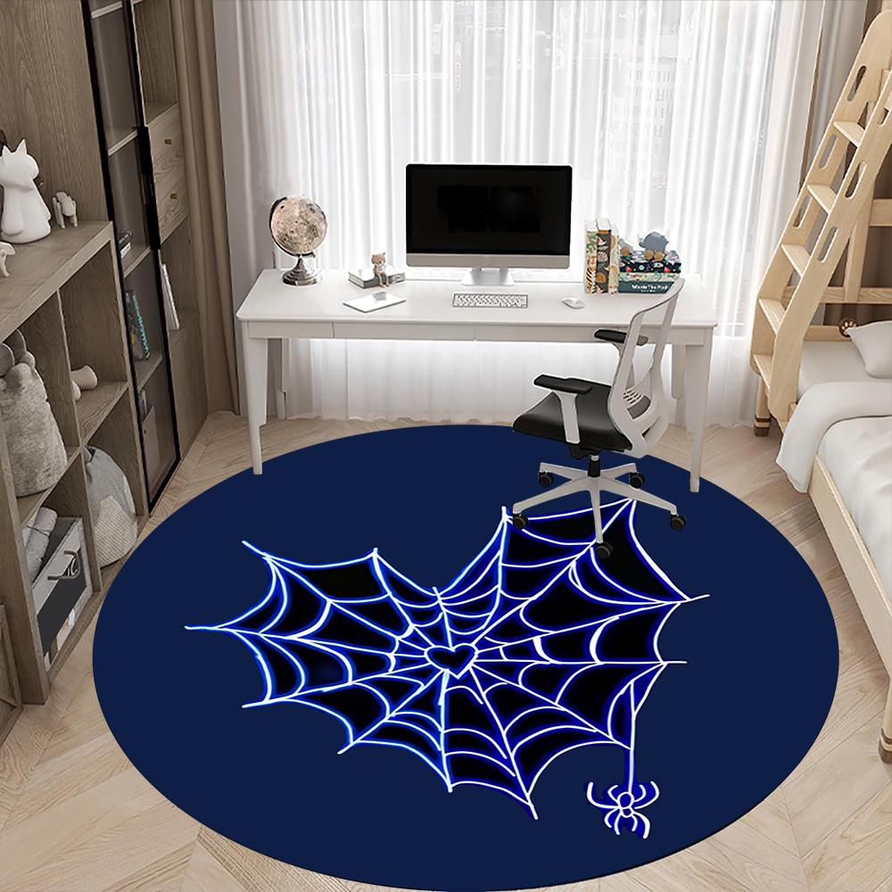 1pc Spider Web Office Round Area Rug, Indoor Mat Suitable ForOffice, Under Office Chairs Bedroom Living Room Home Decor, Room Decot009