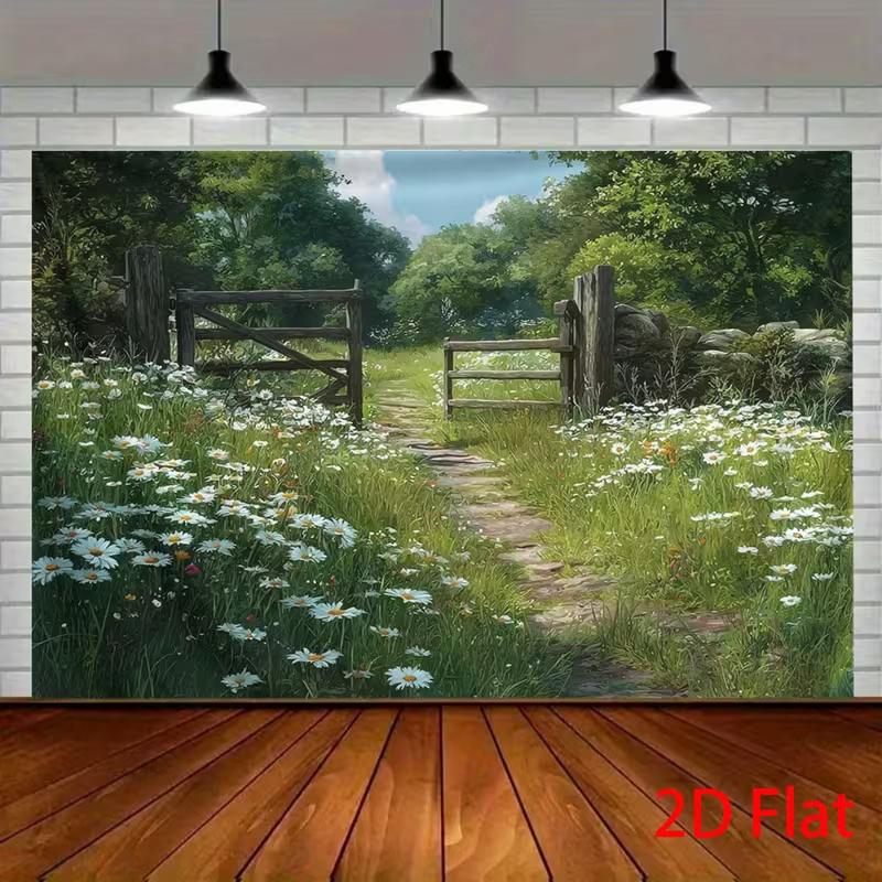 

2D Spring Meadow Backdrop for Outdoor & Nature Themed Photoshoot 47.2x31.5inch/120*80cm