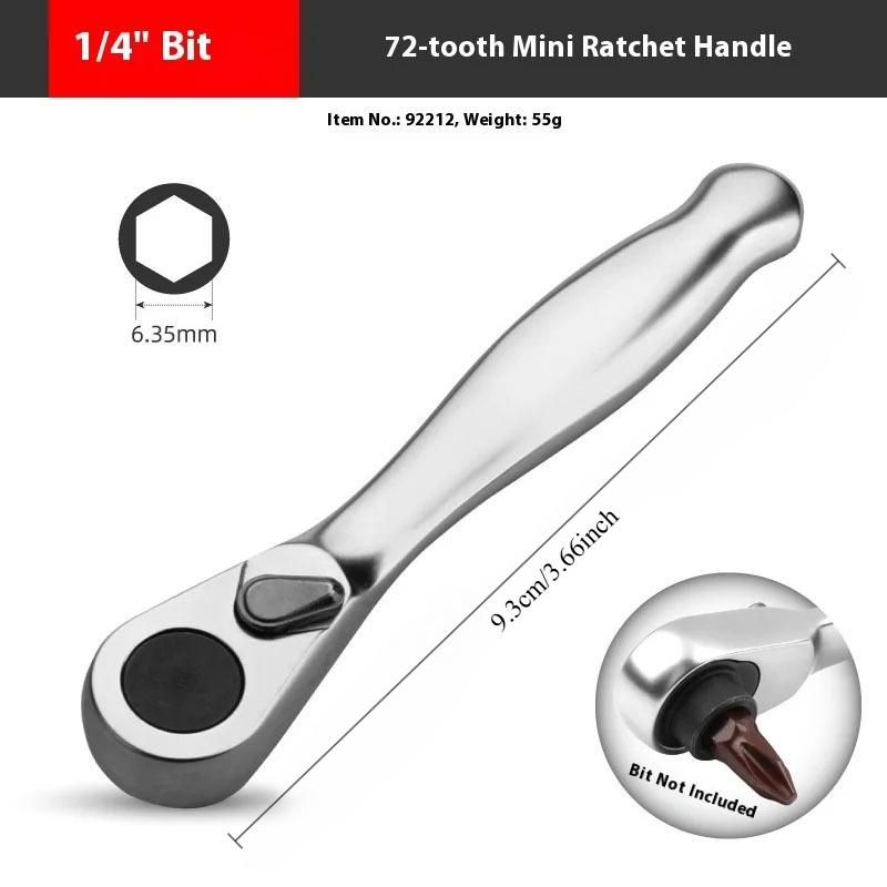 Mini Treble 1/4 Ratchet Wrench Double Ended Quick Reversible Ratchet Socket Wrench Universal Double-Ended Wrench Combination