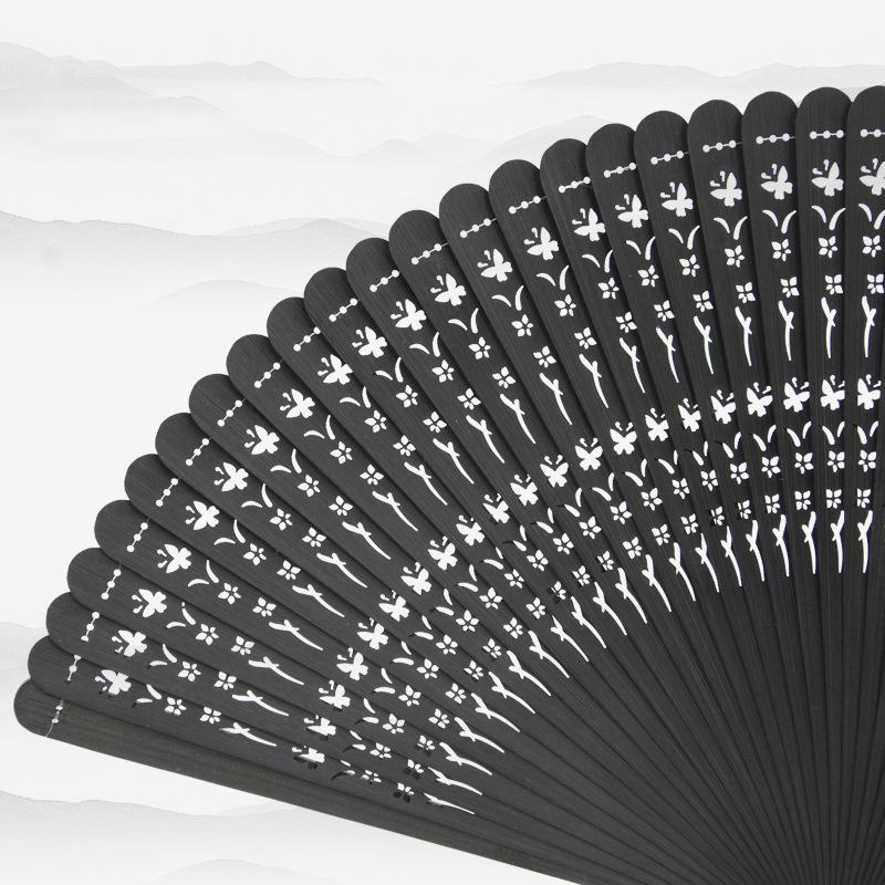 Folding Fan Antique Style Mini Chinese Style Full Bamboo Fan Summer Hanfu Classical Dance Cheongsam Men And Women Gifts Group Fan Black