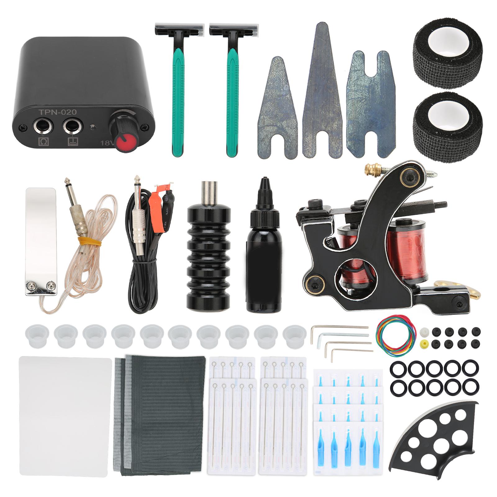 

Комплект тату-машинки с катушкой, зажим для шнура, педаль для практики, игла для татуировки кожи, набор инструментов для практики татуировки EU Plug