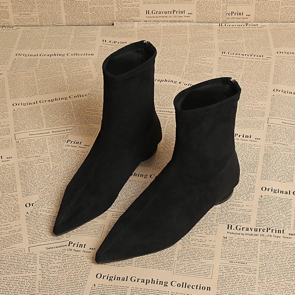 New Autumn Women Fashion Suede Ankle Boots Top Quality Woman Back Zipper Low-Heeled Shoes Ladies Elegant Morder Short Boots