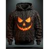 Halloween Pumpkin Head Graphic Men's Hoodie Skull Print Classic Casual Couple 3D Pullover Holiday Out Hoodie Long Sleeve Top