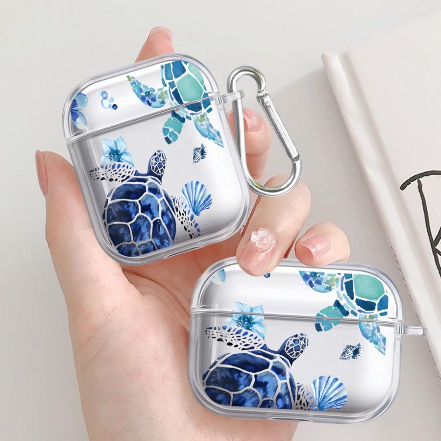 Clear Earphone Cases Cover Case For Airpods 4 3 Pro2 Pro3 2 Pro 1 Marine Turtles