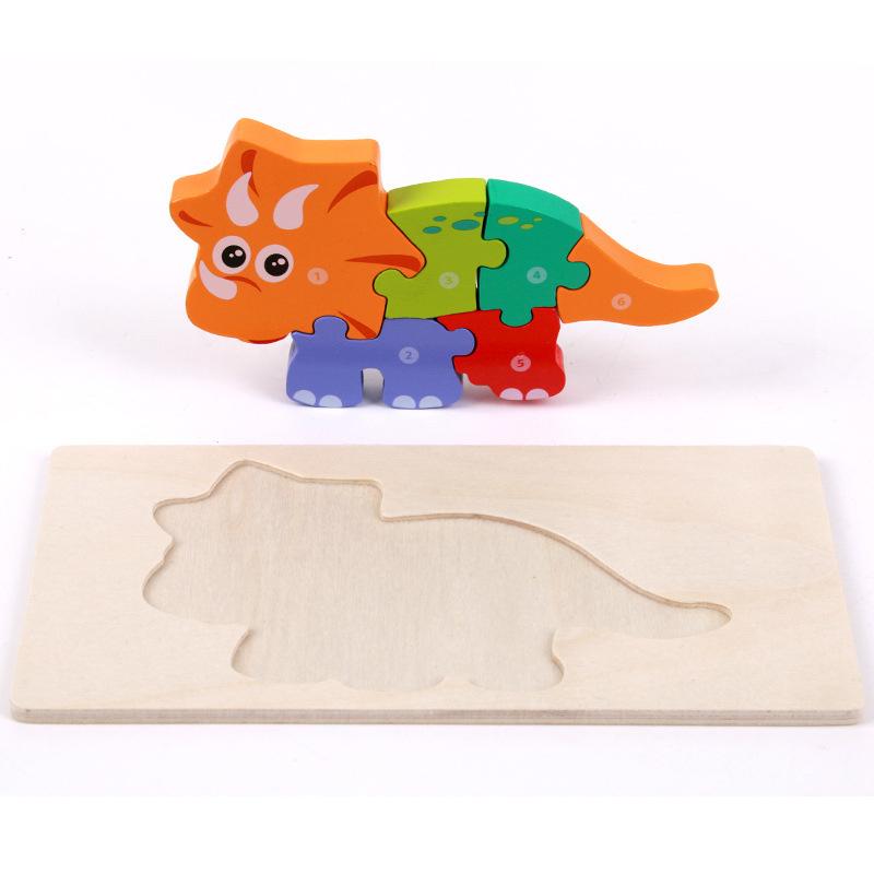 

New High Quality Baby Wooden 3D Puzzle Game Cartoon Animal Intelligence Jigsaw Shape Matching Montessori Toys For Children Gifts