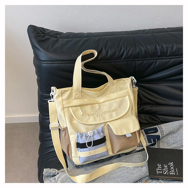 

Вместительная наплечная сумка женская японская милая девушка контрастного цвета сумка-мессенджер сумка для репетиторства студента сумка-тоут для поездок на работу жёлтый