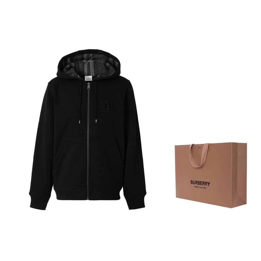 Burberry Letter Graphic Cotton Blend Zip Hoodie Black 80618541