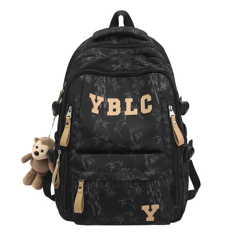 

Student Print Schoolbag Letter Backpack Couple s Lightweight Large Capacity Backpack чёрный