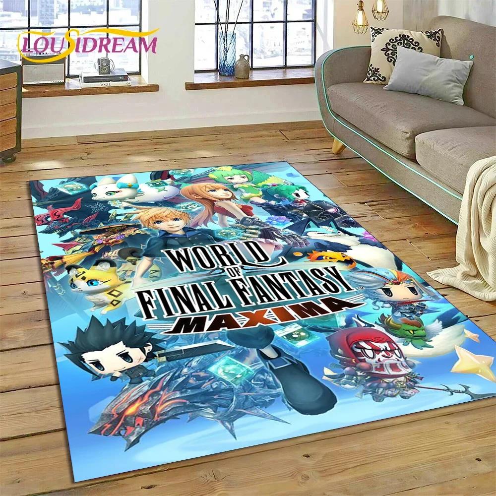 Final Fantasy Serie Spiele Cartoon Teppich für Wohnzimmer Schlafzimmer Heimdekoration, Bodentuch Rutschfest Dekoration für Sofa Fußmatte