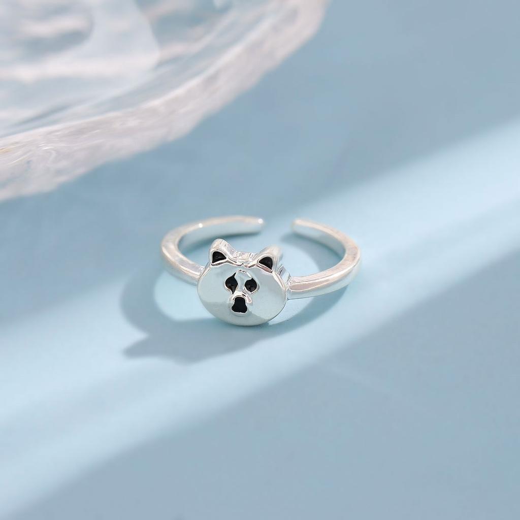 Neue Mode Exquisit Damen Niedlich Tier 925 Sterlingsilber Schmuck Süß Persönlichkeit Bär Öffnungsringe R233