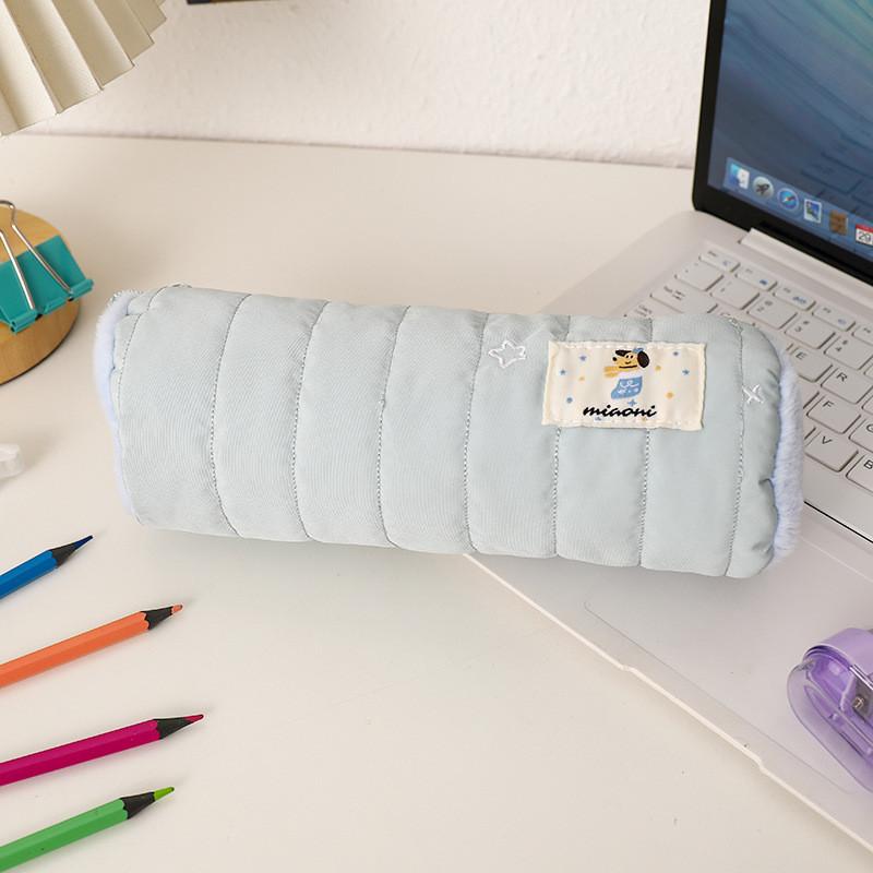 Style Large Capacity Pencil Case With Plush Snowman Design For Students And Office Use