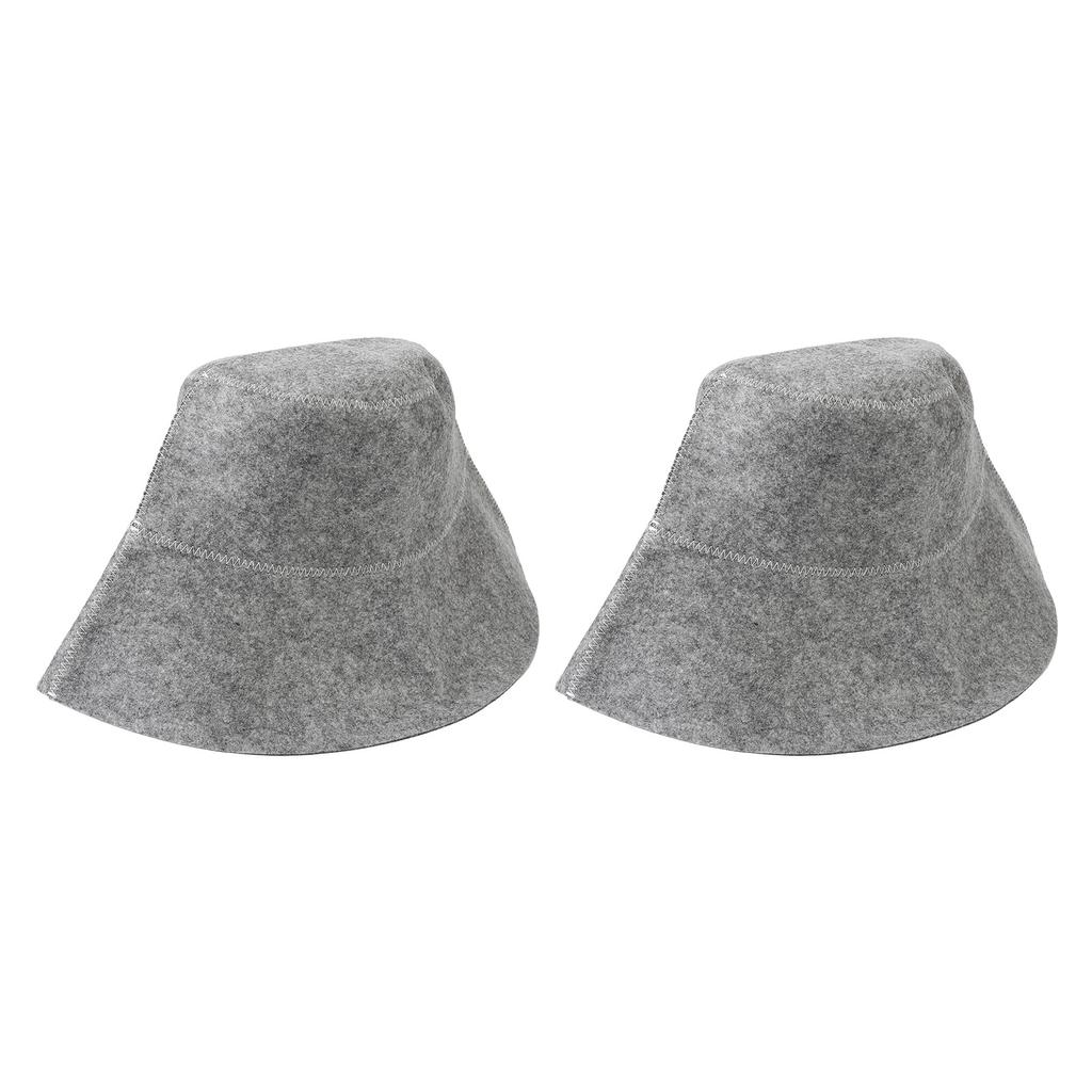 2PCS Sauna Hats Felt Thickening Water Absorption Comfortable Breathable Felt Shower Caps for Bath Accessories Gray