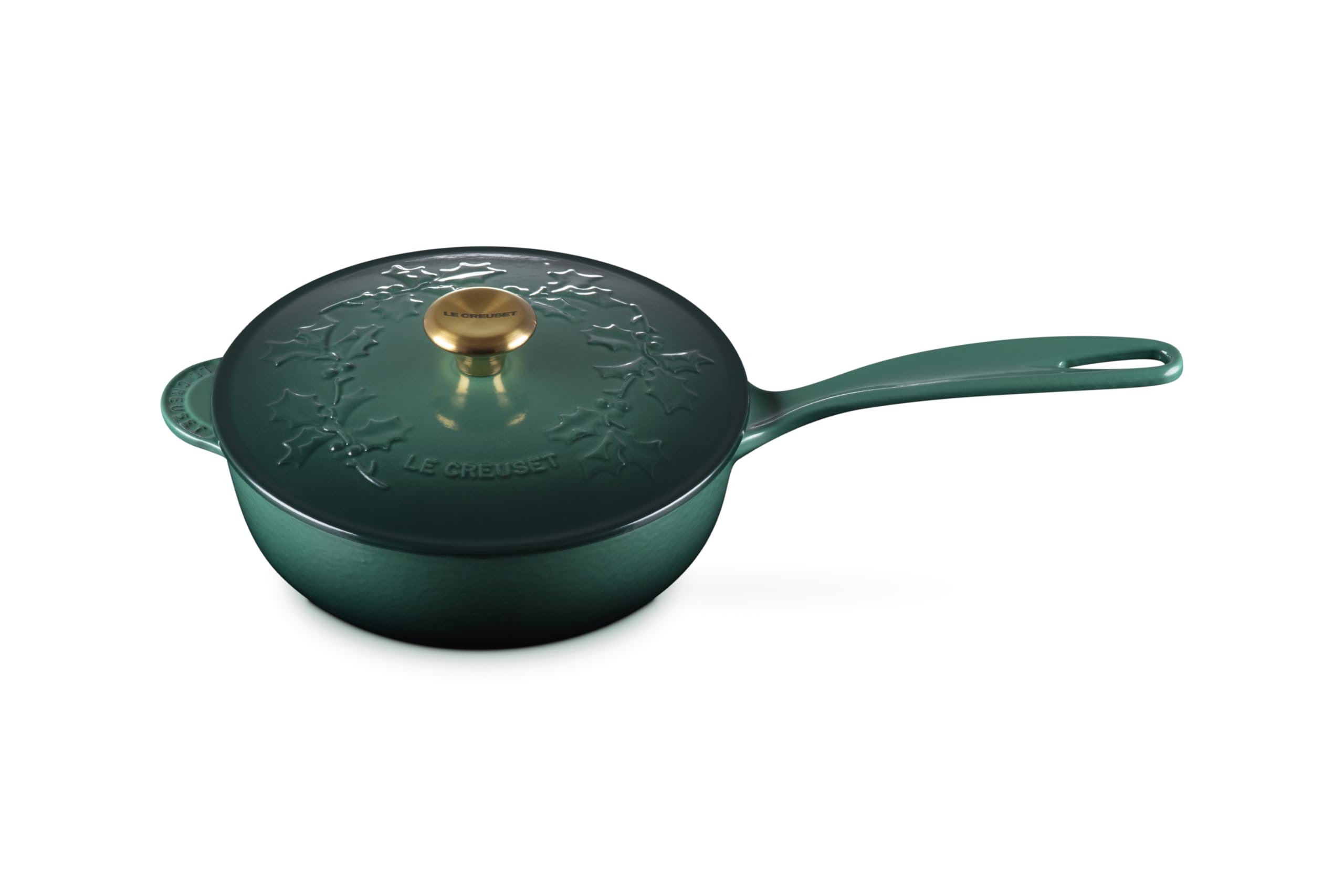 

Le Creuset Cast Iron Enamel Saucepan, 21cm, Holly Relief, Gas, Induction, and Oven Compatible [Official Japanese Product]