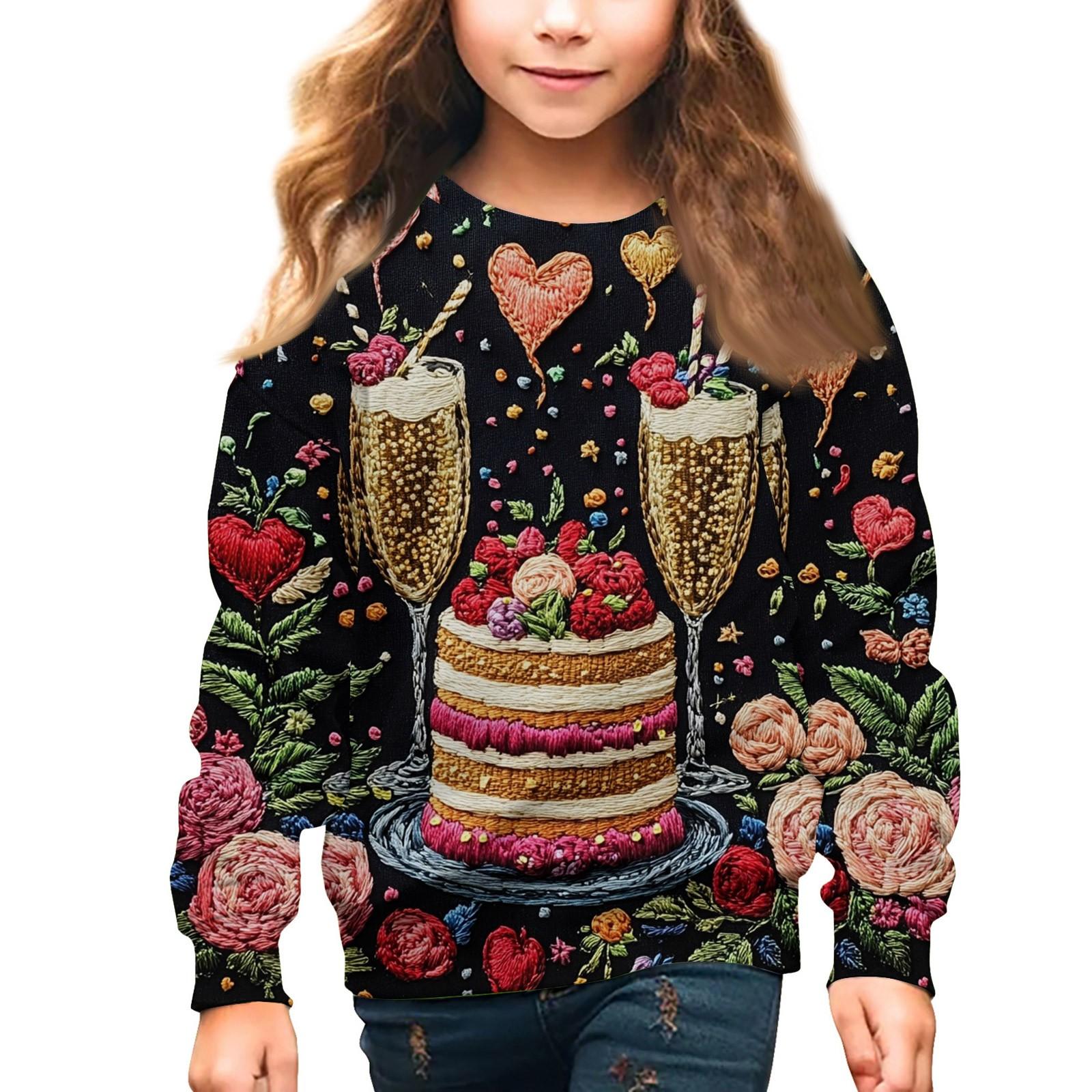 

Мальчики и девочки круглый вырез свитера для детей День святого Валентина вышитый принт топы 100 чёрный