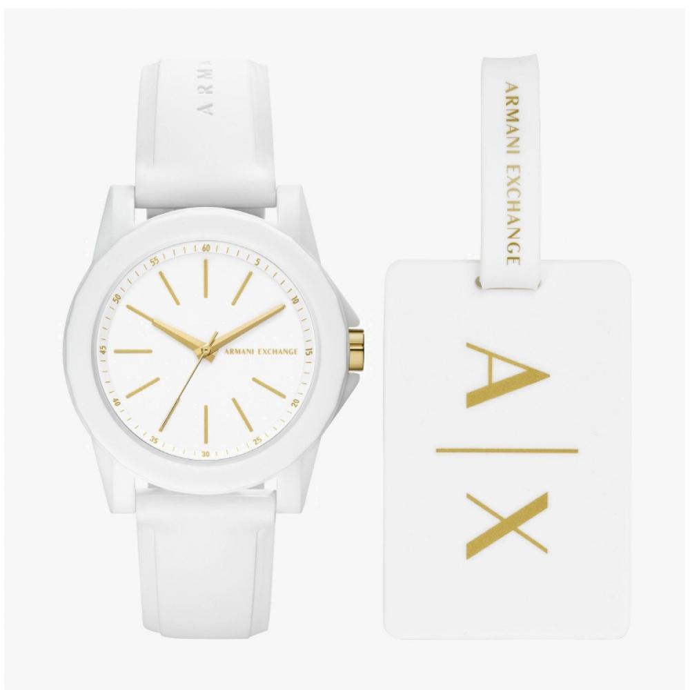 Armani Exchange Women S Urethane Watch Set With Luggage Tag Ax7126