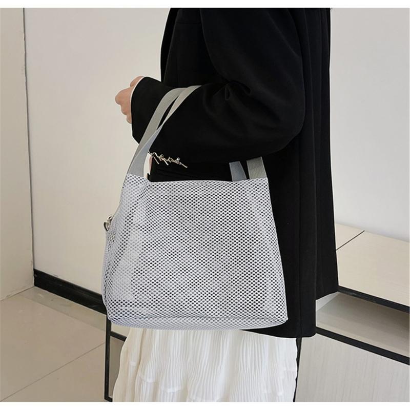 Ventilated Toiletry Organizer Clear Mesh Storage Bag Large Capacity Portable Shower Accessories Holder with Handle