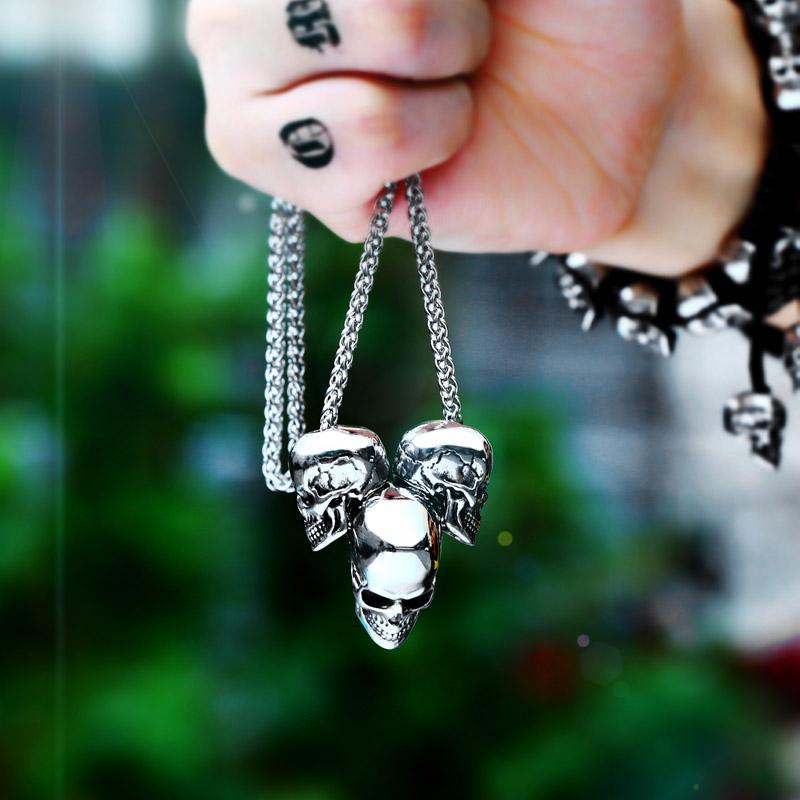 Beier Einzigartig 316L Edelstahl Neuankunft Super Punk Goldfarbe Totenkopf Biker Anhänger Halskette Mode Charme Schmuck BP8-216