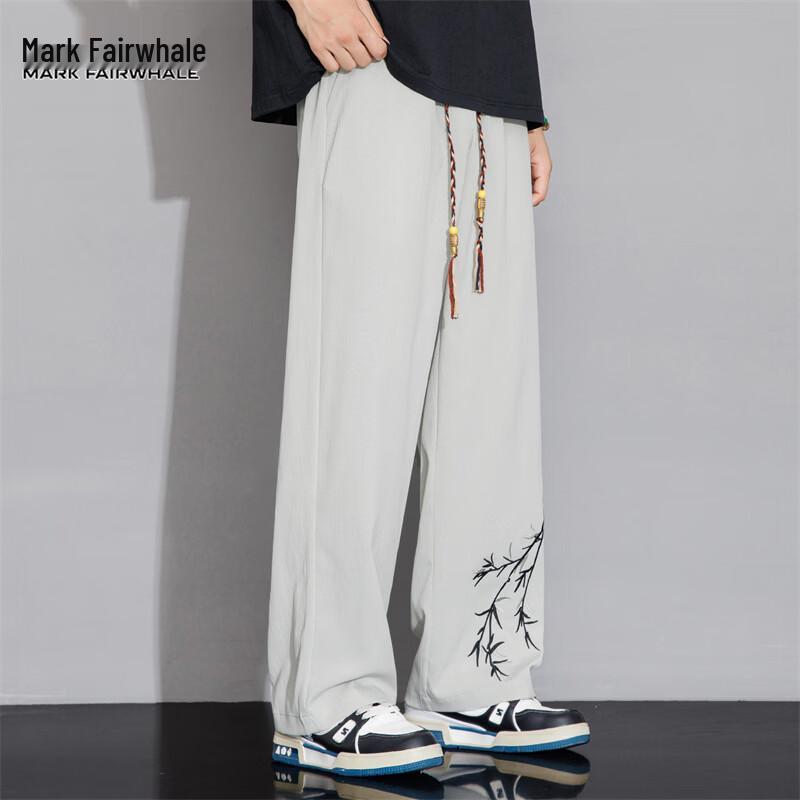 Mark Fairwhale Men's Summer Chinese Style Ice Silk Straight-Leg Pants